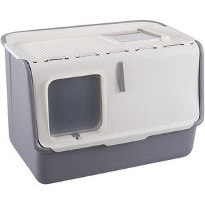 Large Dual-Entry Cat Litter Box with Flip-Top Lid and Scoop