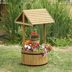 Large Wooden Wishing Well Planter