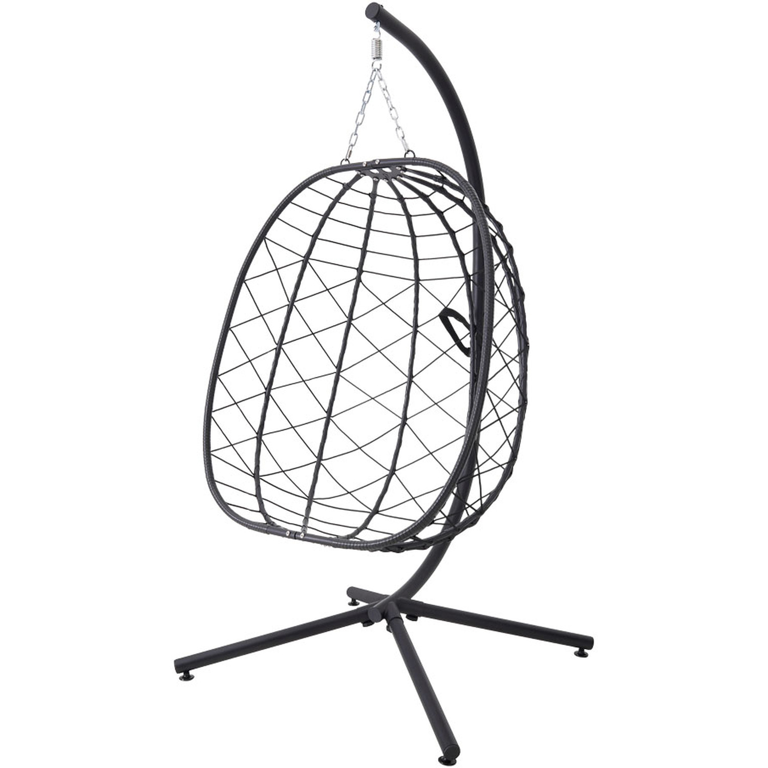 Garden Hanging Egg Chair With Cushion And Headrest - Black