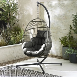 Outdoor Hanging Egg Chair with Cushions a Cover - PE Rattan, UV Resistant, Boho