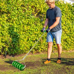 Outsunny Garden Spike Roller, Manual Lawn Aerator Tool