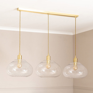 Corinne Twill Clear Glass 3 Drop Pendant Ceiling Light