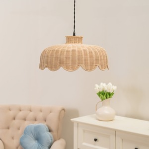 Nevaeh Rattan Wicker Scallop Ceiling Light Shade