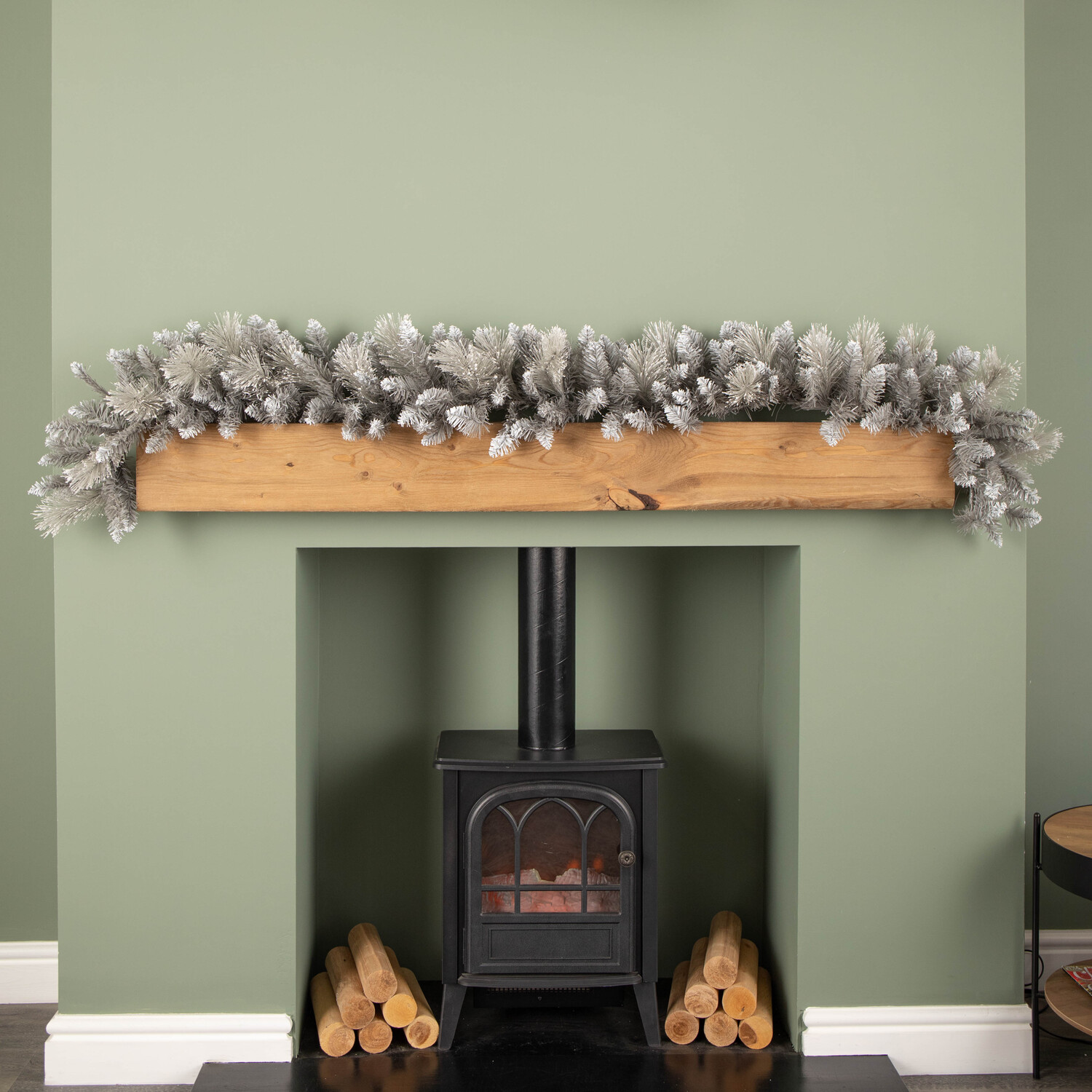 Premier Christmas 1.8M Snow Tipped Grey Fir Garland - Grey