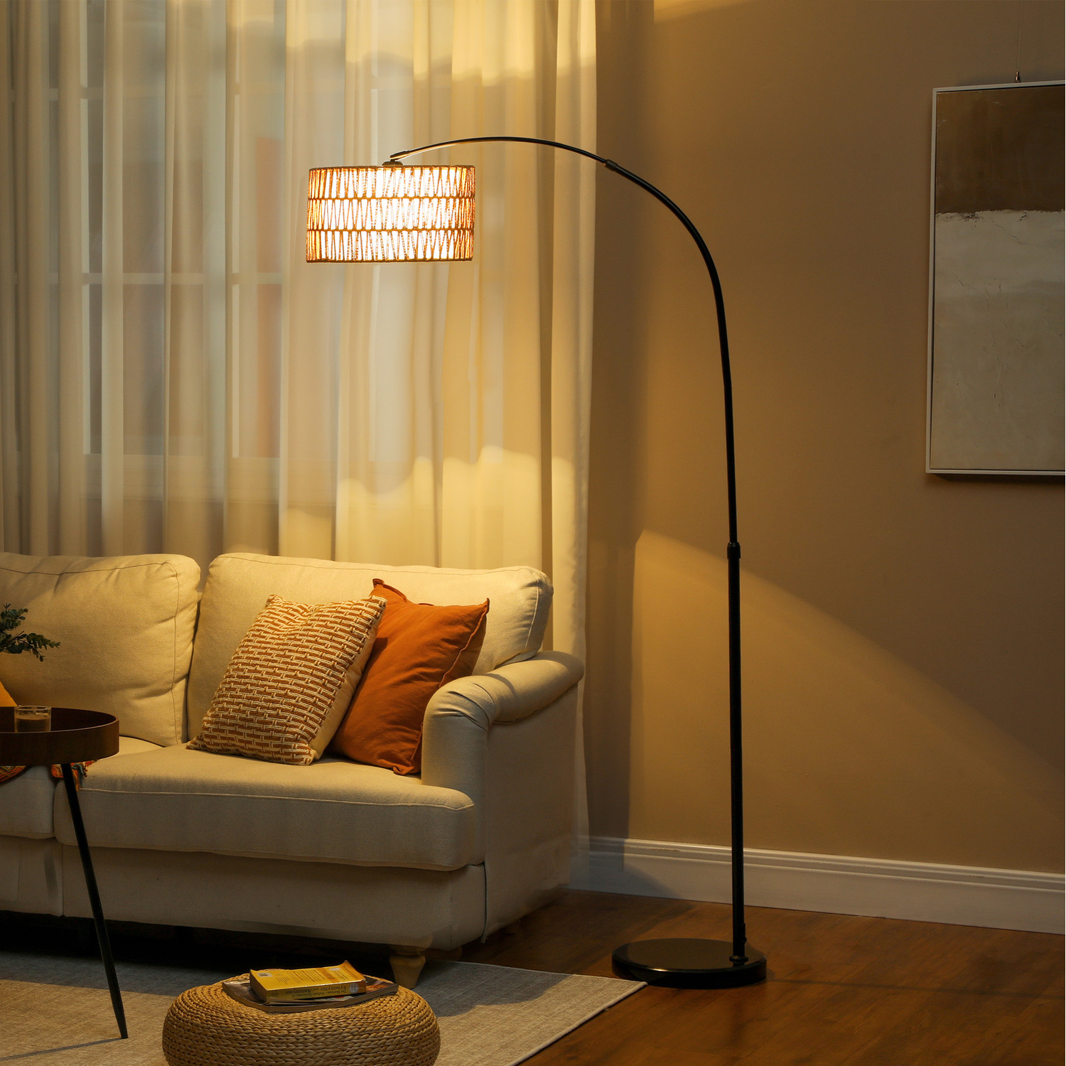 HOMCOM Standing Floor Lamp with Foot Switch Farmhouse - Black