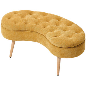 Chenille Upholstered Ottoman Bench with Button Tufting and Storage