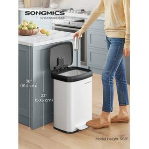 SONGMICS 50L Metal Pedal Kitchen Bin with Lid