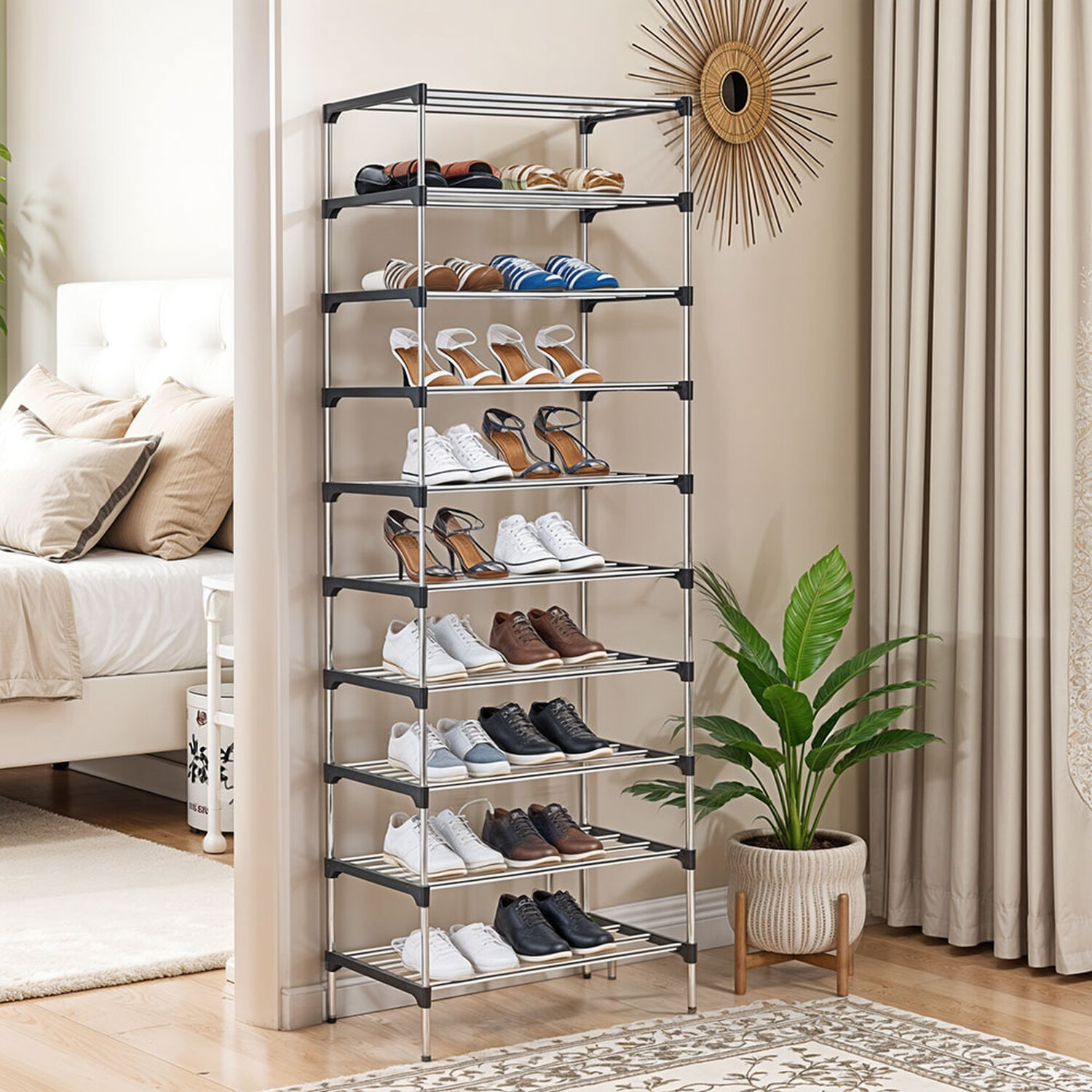 Shoe Rack Silver Lifeideas 10-Tier Silver Shoe Rack