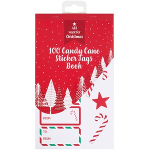 Pack of 100 Candy Cane Stickers