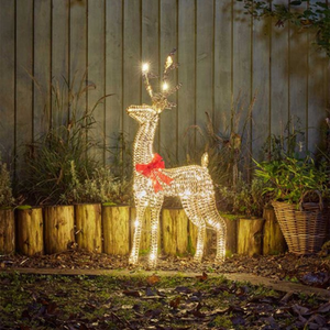 Gold Glitter Twist Christmas Reindeer with 80 Warm White LEDs