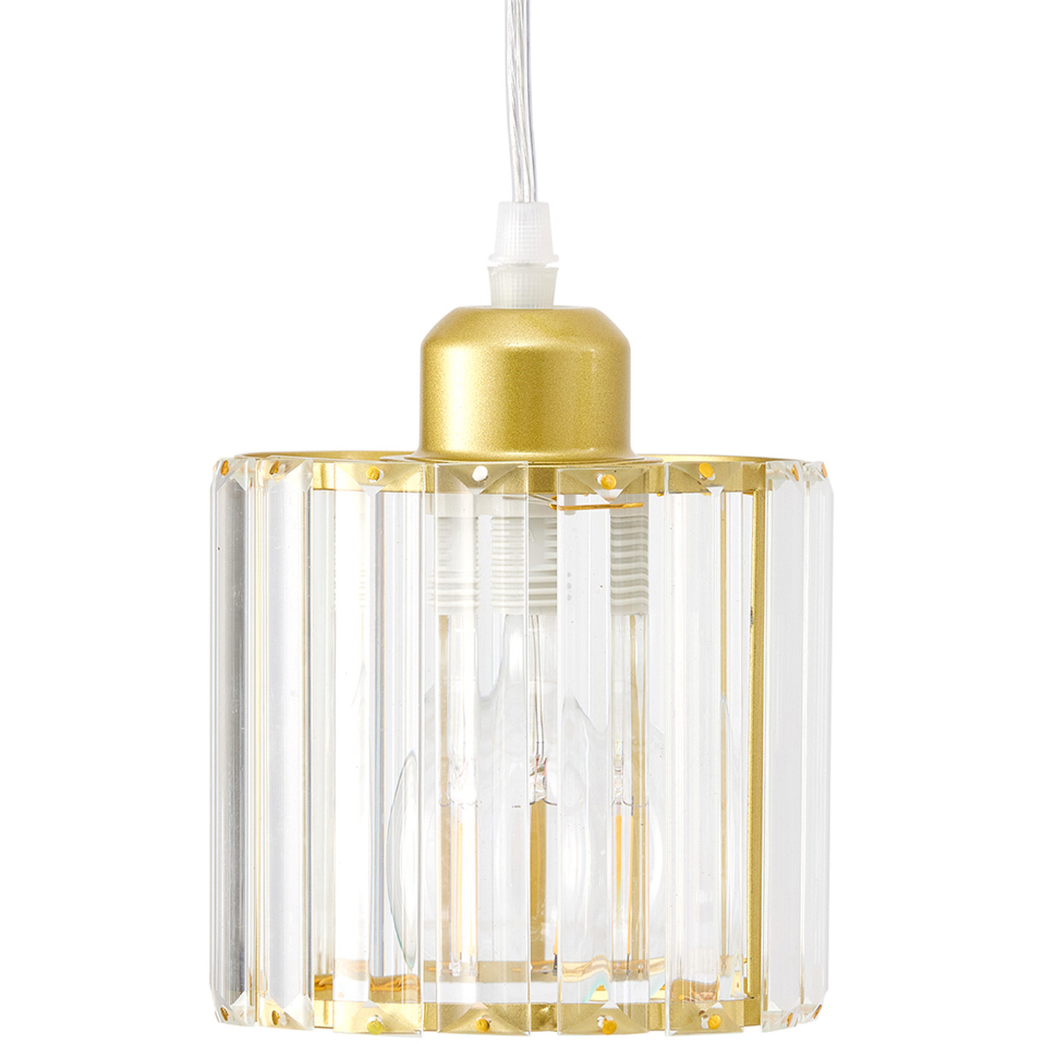 Livingandhome Cylinder Lampshade Crystal Chandelier Rectangular Ceiling Plate - Gold