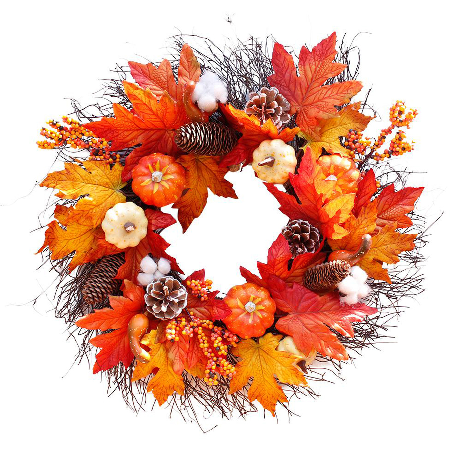 Lifeideas Autumn Door Decorative Wreath - Orange