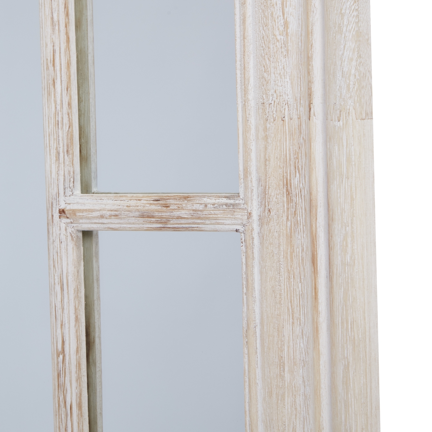 Rustic Window Pane Mirror With Washed Wood Frame - Brown