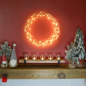 Outdoor 140 Led Copper Wreath With Timer And Power Supply and 10m Lead