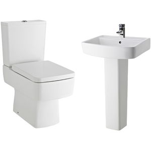 Compact Semi Flush to Wall Toilet Cistern Seat Basin Full Pedestal
