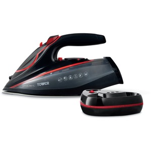 Cordless Steam Iron XL Sole Plate Red and Black