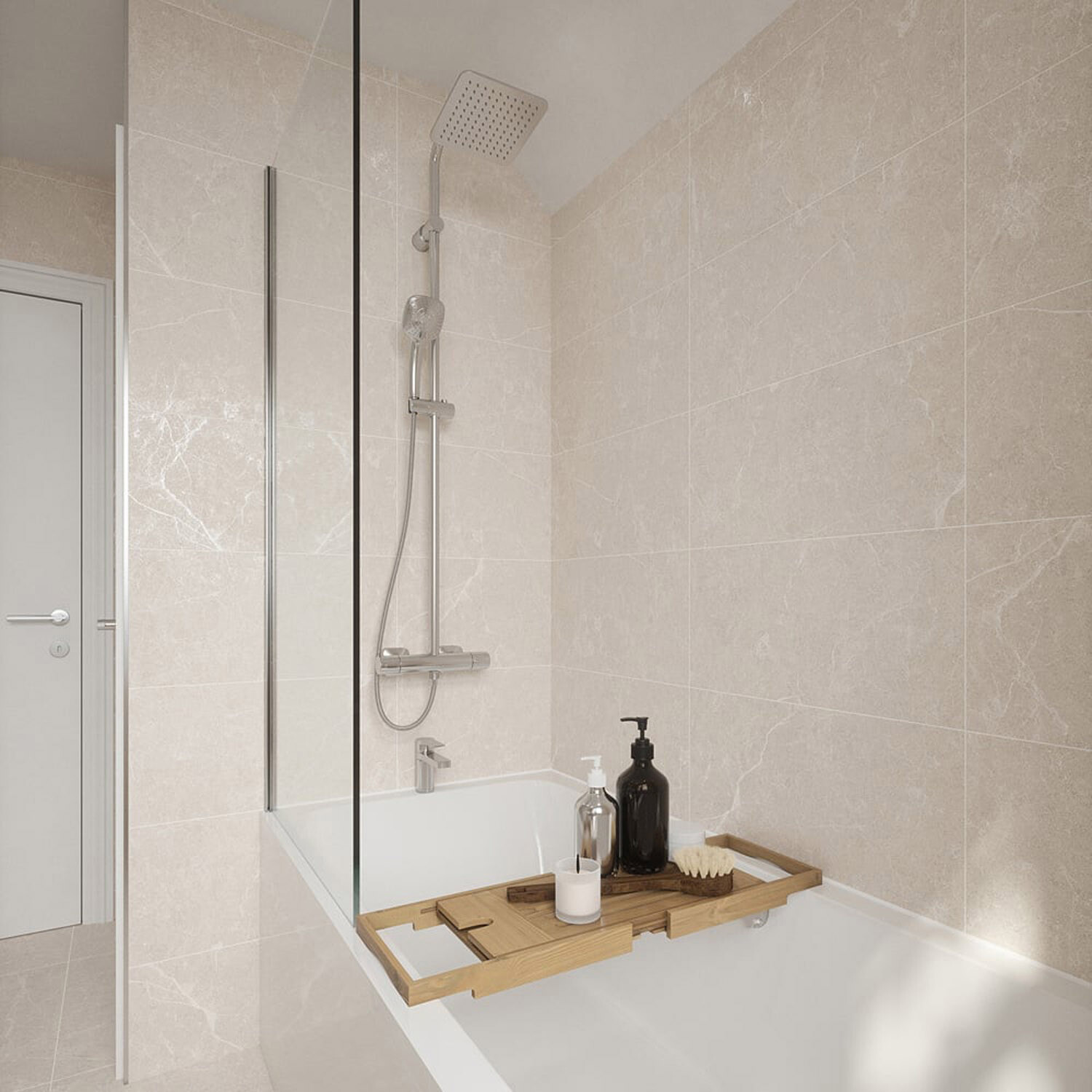 Pack of 4 Johnson Tiles Dakota Stone Effect Matt Rectified Floor Tiles - Sand