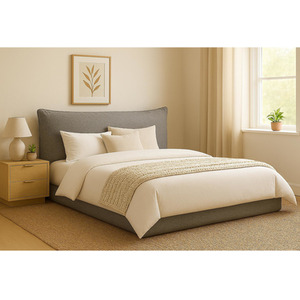 Grey Ottoman Storage Bed Frame Padded Pillow Headboard Design