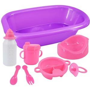 8 Pieces Baby Doll Bath and Feeding Playset