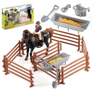 Horse and Rider Playset with 14 Pieces