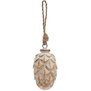 Antique White Wash Small Pine Cone Bauble Brown