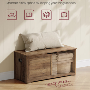 Bronze VASAGLE Chest, Bench, Blanket Box with 2 Safety Hinges, Shoe Bench shot 11637629