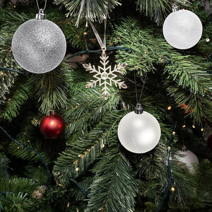 100 Silver and White Christmas Ornament Balls