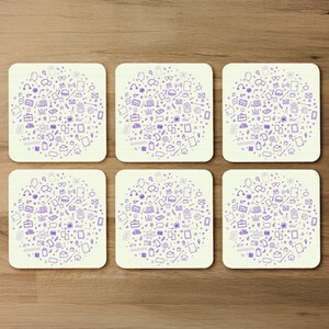 Abstract Line Pattern With School Supplies Coaster
