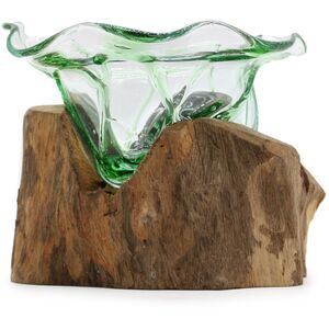 Recycled Beer Bottles Large Fancy Sweet Bowl on Wood