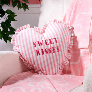 Sweet Kisses Embroidered Heart Cushion
