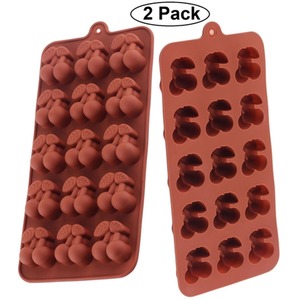 2 PC Cherry Silicone Chocolate Cake 15 Cavity Mould