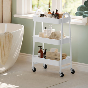 -Tier Rolling Cart, Metal Storage Cart, Kitchen Storage Trolley
