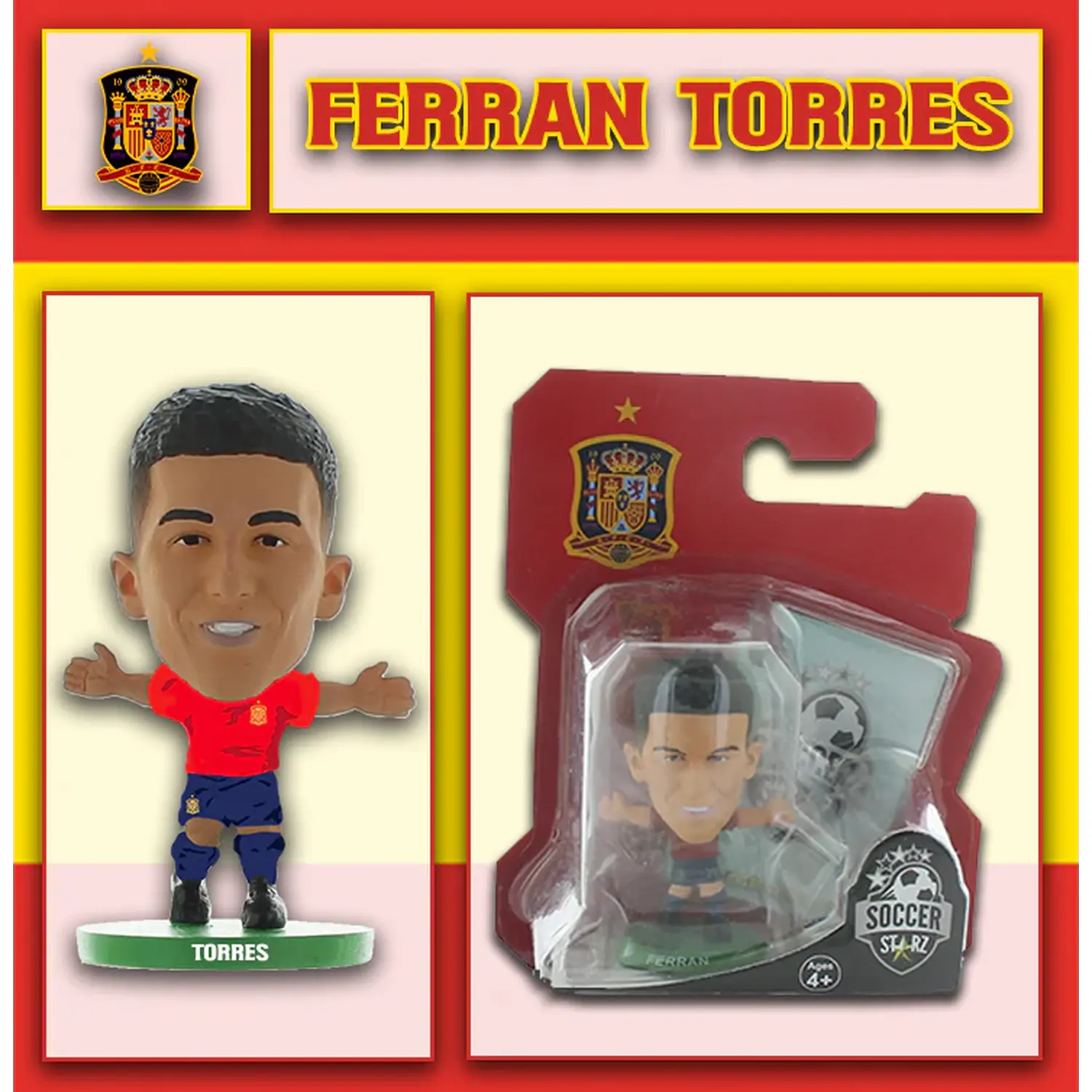 SoccerStarz Spain Ferran Torres - Home Kit 5cm Figure - Red