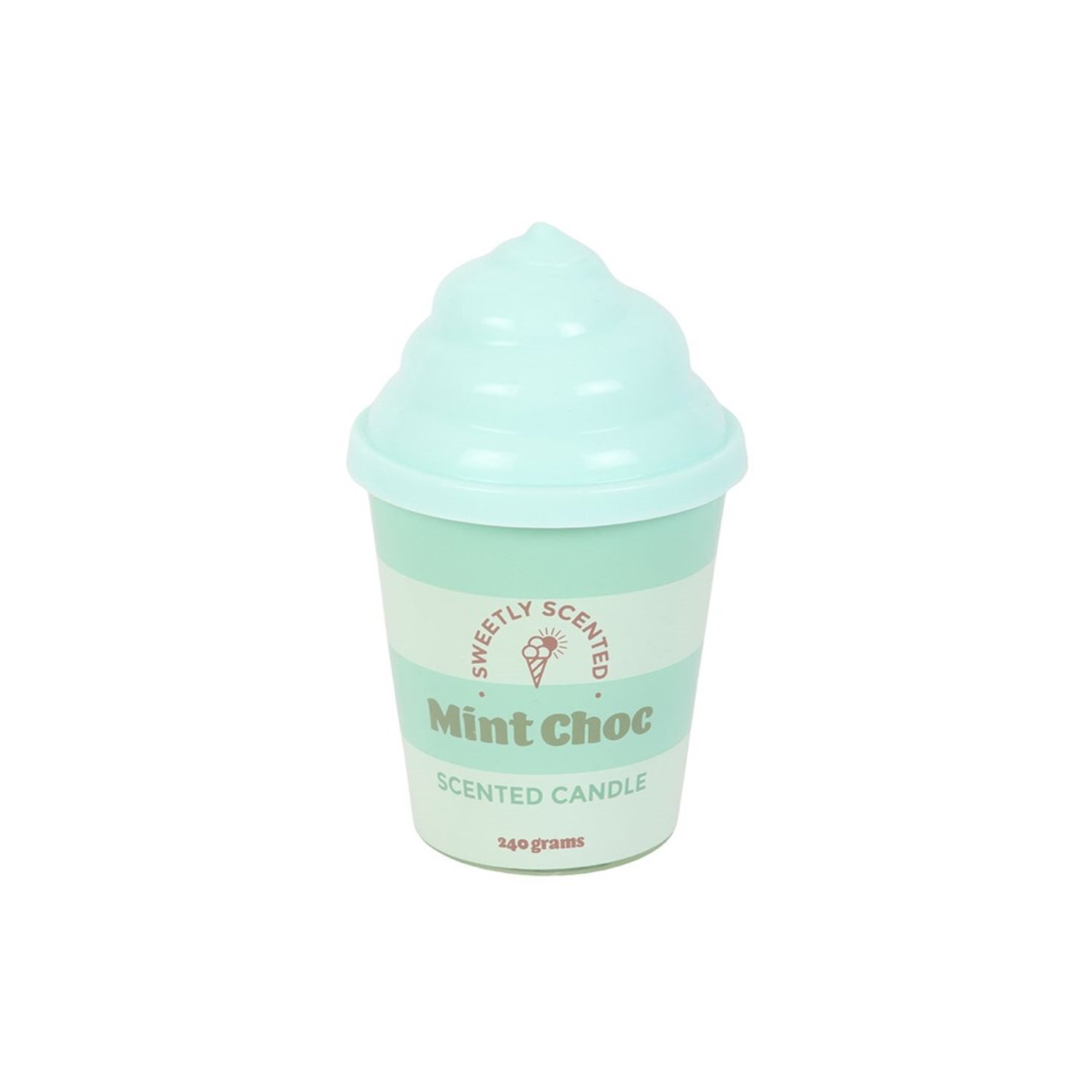 Mint Choc Ice Cream Scented Candle Retro Green Ceramic Tub - Cream