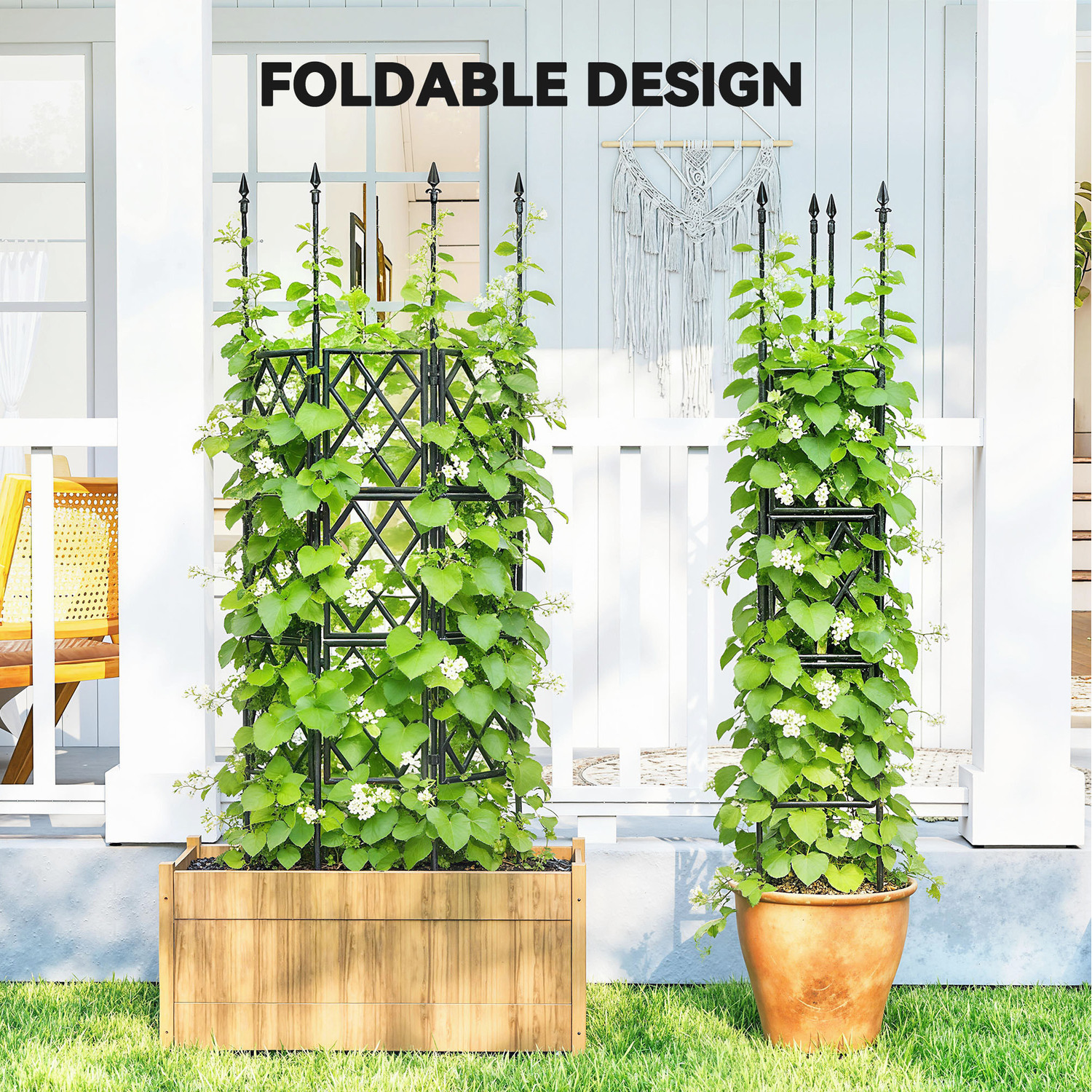 Outsunny Foldable Garden Trellis, Lattice Climbing Support Trellis
