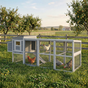 PawHut Chicken Coop, Wooden Hen House with Covered Run for 3-4 Hens