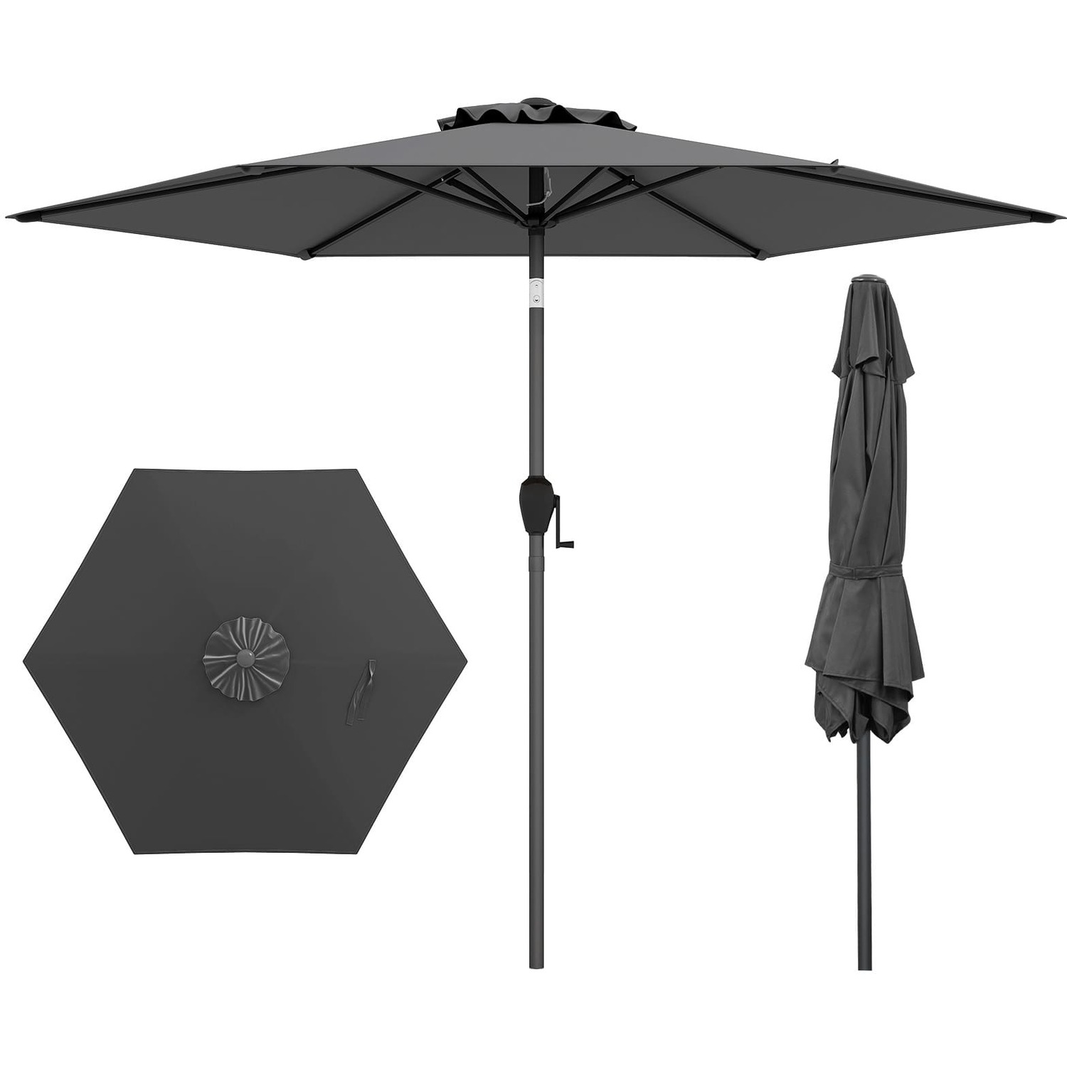 Costway Outdoor Heavy Duty Market Umbrella - Grey