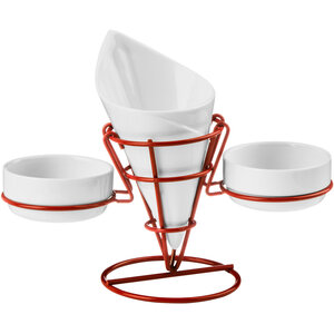 Hollywood French Fry Cone With 2 Dip Dishes On Red Stand