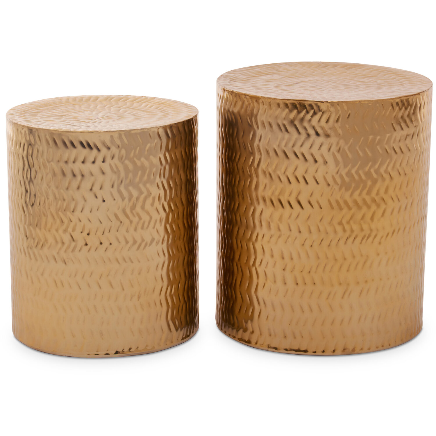 Templar Set of 2 Gold Finish Side Tables and Stools - Gold