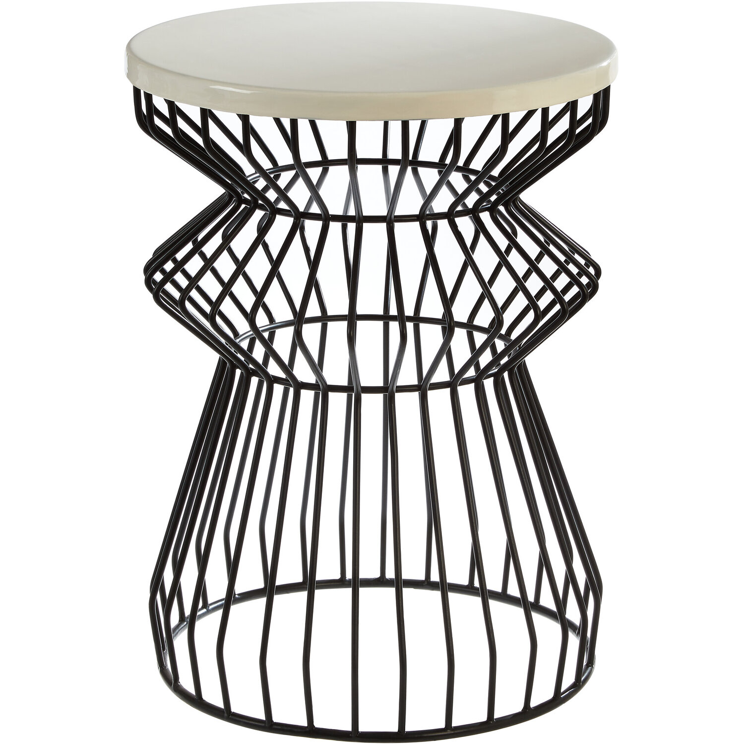Corina Side Table With Curved Base - White