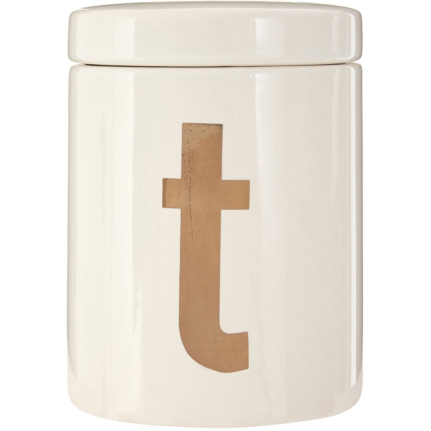 Mono White and Gold Tea Canister - Gold