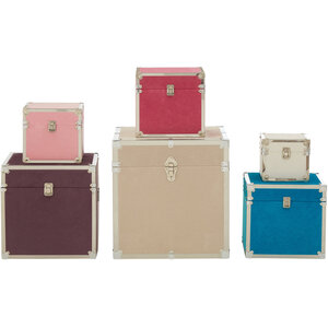 Carla Multicoloured Set of 6 Storage Trunks