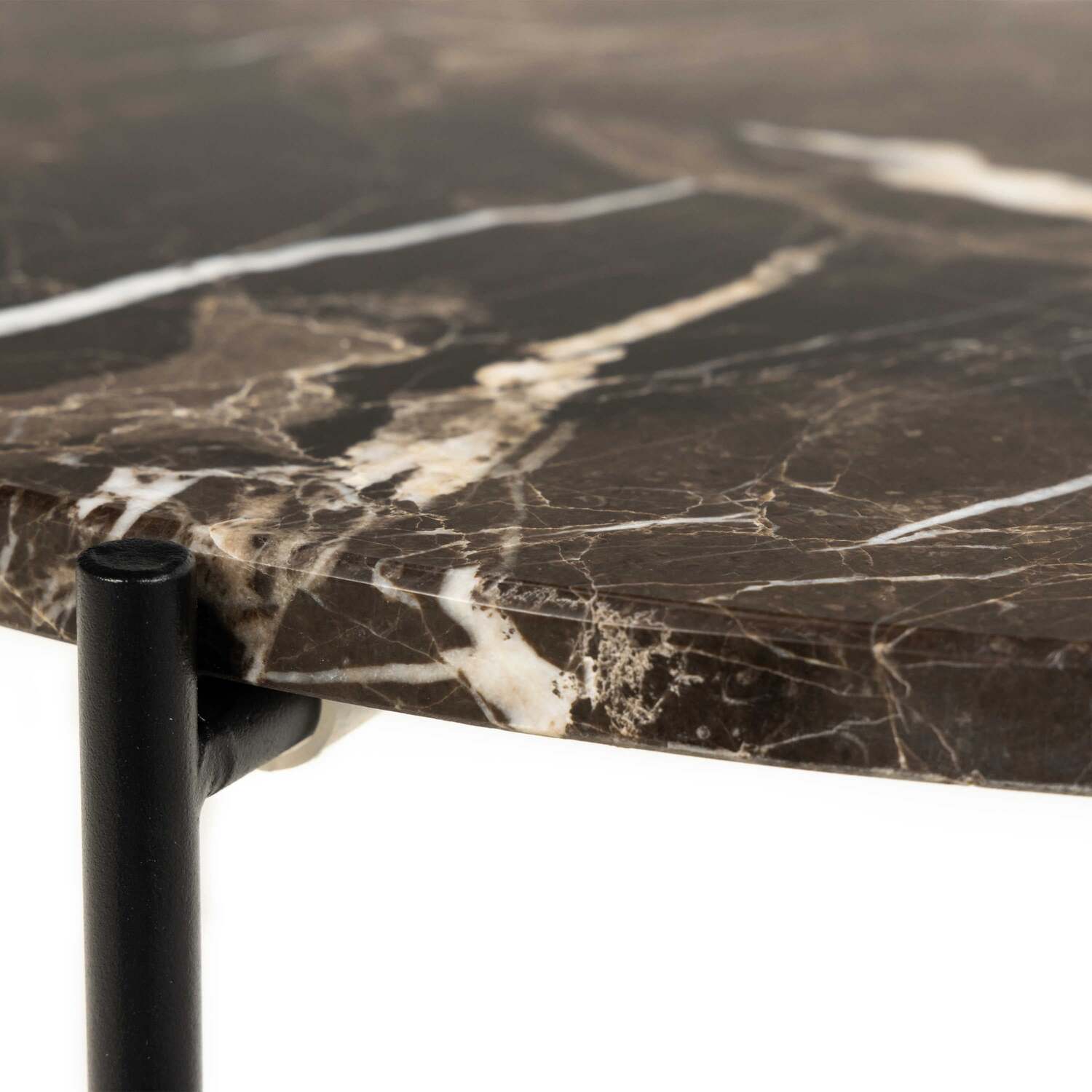 Verona Round Emperador Marble Side Table - Black