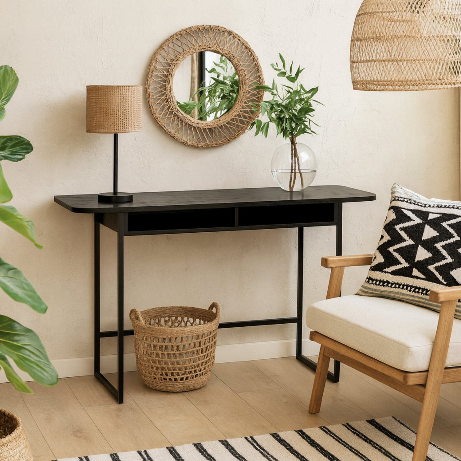 Cape Town 2 Shelf Console Table - Black