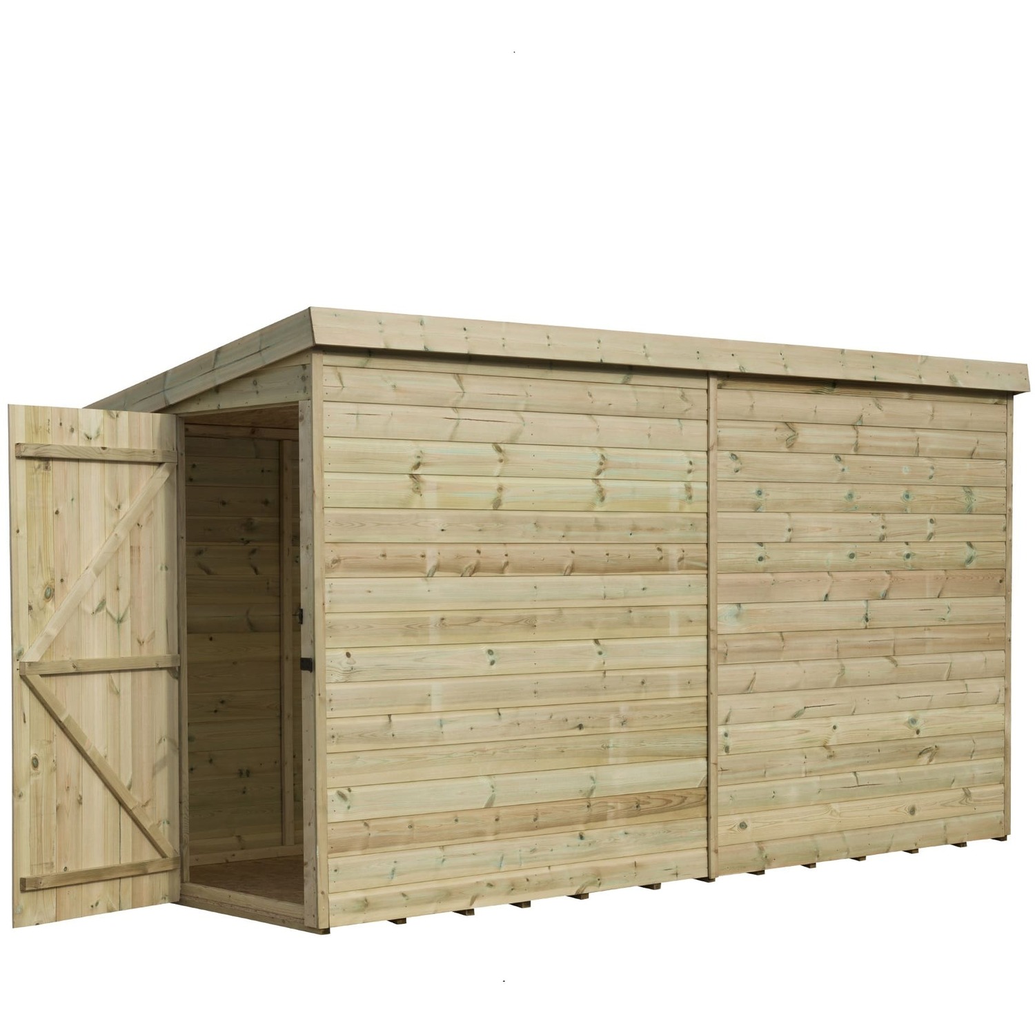 Empire 2200 9x3 Pent Garden Shed with a Single Door on Left Side Panel - Green
