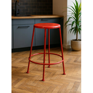 Artisan Red Metal Stool