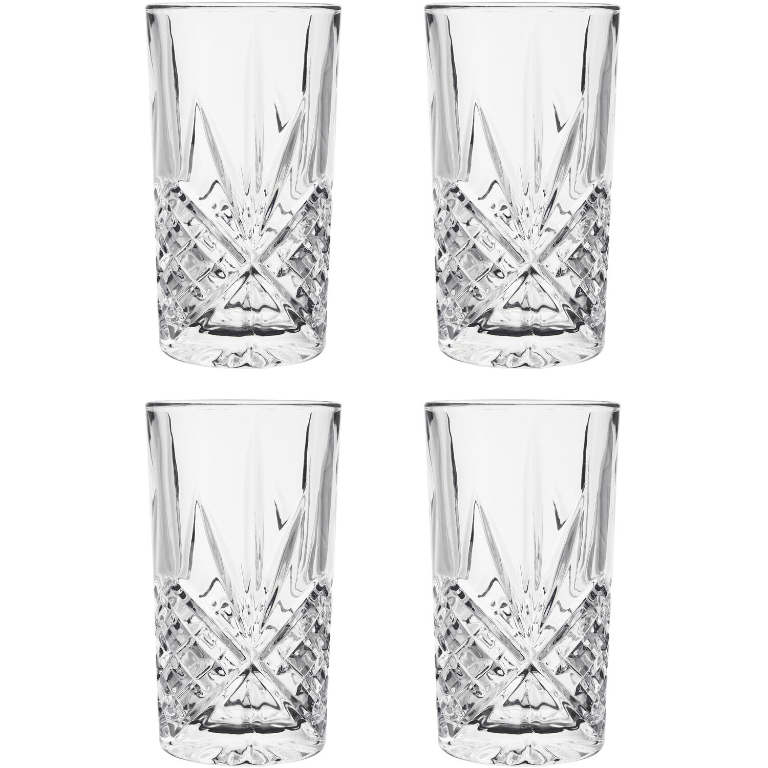 Beaufort Set of 4 Crystal High Ball Glasses - Transparent