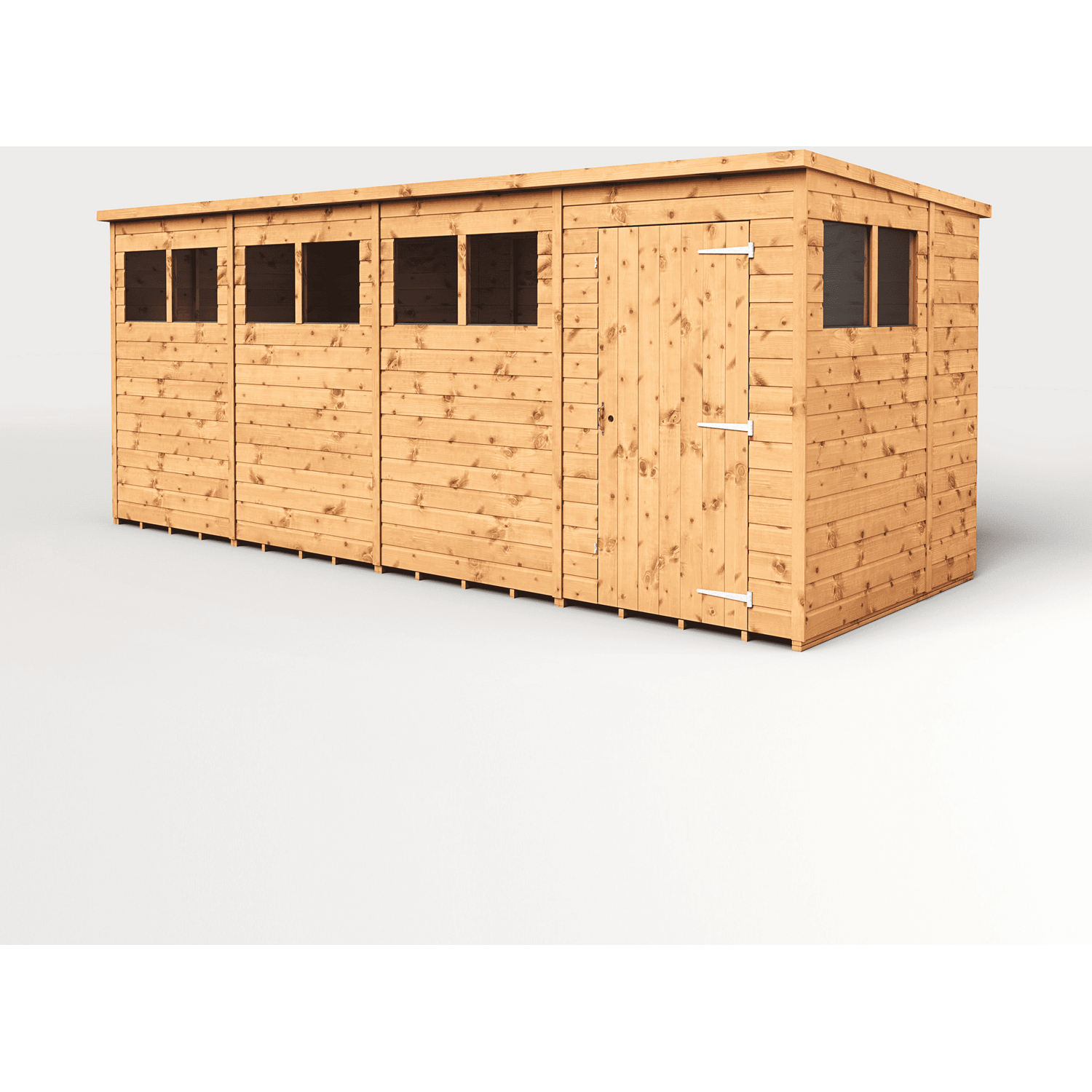 Empire 16x6 Modular Pent Garden Shed with a Single Door & Windows - Brown