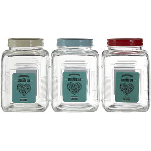 Luca Assorted Square Clear Glass Large Storage Jar