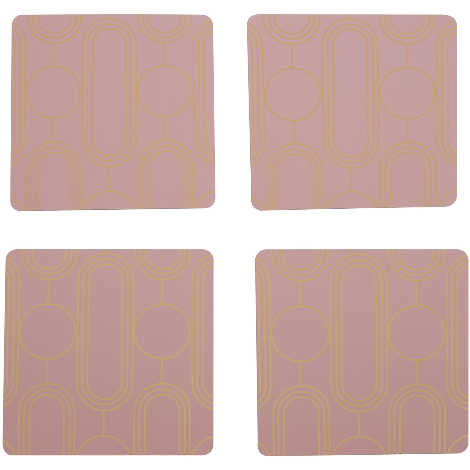 Frosted Deco Set Of 4 Pink Coasters - Pink